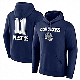 Men's Dallas Cowboys #11 Micah Parsons Navy Team Wordmark Player Name & Number Pullover Hoodie,baseball caps,new era cap wholesale,wholesale hats